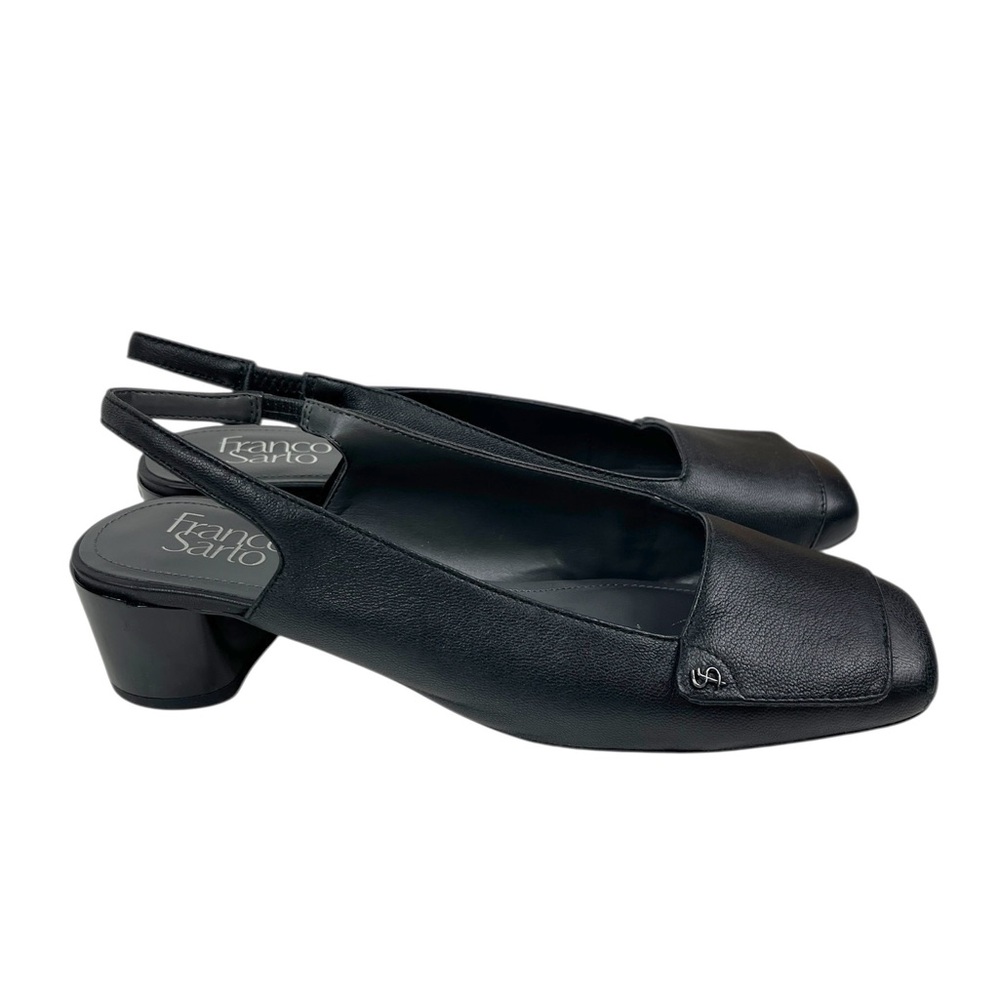 Franco Sarto Nola Slingback Pump Black Leather Size 8 M Parisian Chic Classic